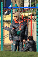 *EXCLUSIVE* Jared Padalecki and Genevieve park it with Baby Thomas [NO Canada]