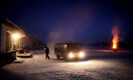Village of Oymyakon, which is considered to be the coldest permanently inhabited settlement in the world, Russia - Jan 2013