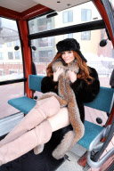 *EXCLUSIVE* Phoebe Price wears bikini under fur coat in Park City - Part 2
