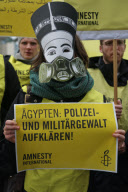 Amnesty International protestiert gegen den ägypitschen Präsidenten Mursi in Berlin