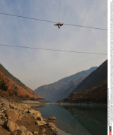 China Crossing the Nujiang River via a zip-line