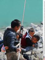 China Crossing the Nujiang River via a zip-line
