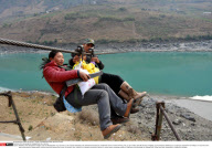 China Crossing the Nujiang River via a zip-line