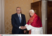 Vatican Pope Benedict XVI welcomes Lebanon's President Michel Suleiman