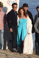 Cindy Crawford does a modeling shoot in Malibu