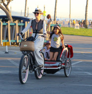 Johnny Hallyday and family riding bikes with Jean Reno - Part 2