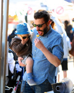 Jason Priestly Samples The Local Fare at A Farmers' Market With His Family