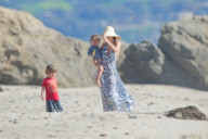 *EXCLUSIVE* Orlando Bloom and Miranda Kerr: Day At The Beach With Son Flynn **No Web or Blog Use, Must Call For Pricing**