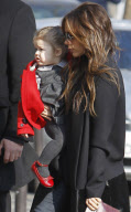 Victoria Beckham and Harper strolling in Paris.