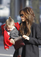 Victoria Beckham and Harper strolling in Paris.