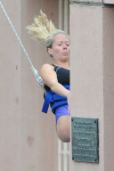 Kendra Wilkinson shows off her slim figure on the set of "Splash"