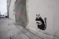 New graffiti where Banksy mural was removed from wall in North London, Britain - 22 Feb 2013