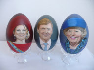 New collection of hand painted royal eggs of the Dutch royal fam