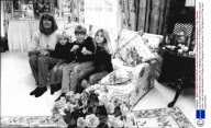 Lady Annabel Goldsmith & Children Zac 10 Benjamin 4 And Jemima 11 In The Bedroom Of Their Ham Comon Home.