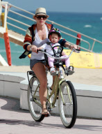 Pink Enjoys A Bicycle Ride With Her Family 