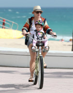 Pink Enjoys A Bicycle Ride With Her Family 