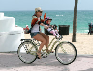 Pink Enjoys A Bicycle Ride With Her Family 