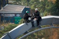 Engineers carry out safety checks on rollercoasters and other rides at Thorpe Park, Surrey, Britain - 26 Feb 2013