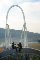Engineers carry out safety checks on rollercoasters and other rides at Thorpe Park, Surrey, Britain - 26 Feb 2013