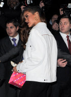 Rihanna leaves her London hotel