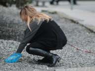 Exclusive... Julie Benz Takes Her Dog For Walk 