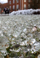 Spray from a fountain creating ice formations, Welwyn Garden City, Hertfordshire, Britain - 12 Mar 2013