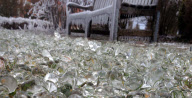 Spray from a fountain creating ice formations, Welwyn Garden City, Hertfordshire, Britain - 12 Mar 2013
