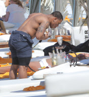 Exclusive... Ray Rice Smokes a Super Bowl Of His Own In St. Barts - ADD WEB FEES 