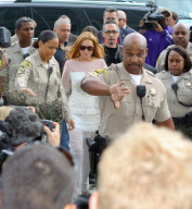Lindsay Lohan arrives at her trial nearly an hour late
