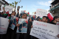 Palestinians protest against the visit of US President Barack Obama, West Bank city of Ramallah, West Bank - 19 Mar 2013
