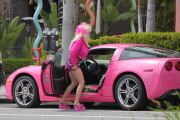 *EXCLUSIVE* Angelyne is showing more than just legs