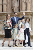 Queen SOFIA of Spain attends Easter Mass at the Cathedral of Palma de Mallorca