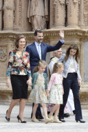 Queen SOFIA of Spain attends Easter Mass at the Cathedral of Palma de Mallorca