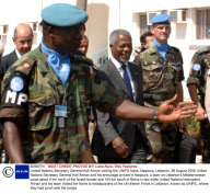 United Nations Secretary General Kofi Annan visiting the UNIFIL base, Naqoura, Lebanon. 29 August 2006