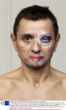 'ID' - artists Bruno Metra and Laurence Jeanson distort people's faces with magazine cut-outs, Lyon, France - 02 Apr 2013