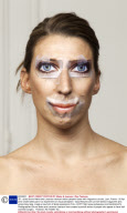 'ID' - artists Bruno Metra and Laurence Jeanson distort people's faces with magazine cut-outs, Lyon, France - 02 Apr 2013