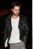 Actor JARED LETO spotted with a self help book leaving the Katsuya restaurant in Hollywood