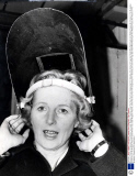 Baroness Thatcher Of Kesteven Prime Minister Tory Leader Margaret Thatcher Joined The Shop Floor At An Engineering Firm Yesterday. She Donned A Huge Eye Shield While Watching An Arc Welding Process At A Factory In The By-election Constituency Of Iifo