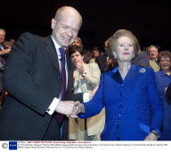 Ex Prime Minister Margaret Thatcher With William Hague Electioneering In Plymouth 22.5.o1. Pic David Crump. Election Special.