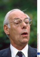 DENIS THATCHER IN BIRMINGHAM, BRITAIN - 1988