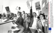 Members Of Cohse (confederation Of Health Service Employees) Protest At Furness General Hospital Barrow During Visit By Prime Minister Margaret Thatcher.