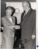 Prime Minister Margaret Thatcher Baroness Thatcher Of Kesteven Pictured Greeting Chancellor Helmut Kohl At No.10 Downing Street.