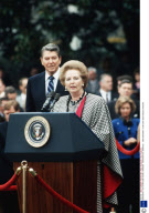 MARGARET THATCHER AND RONALD REAGAN,  WASHINGTON, AMERICA - 1988
