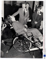 Baroness Thatcher Of Kesteven Prime Minster 1981 The Prime Minister At The School Design Prize Held At The Intitution Of Civil Engineers Today. The Prime Minister Tried Out An Inva-retro Chair For The Disabled Which Is Used To Tilt A Person In A Whee