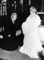 The Queen Mother with Margaret Thatcher outside 10 Downing Street, 1980.