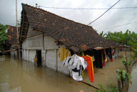 Schoolchildren forced to go to school on boats due to the overflowing Bengawan Solo river, Truni, Lamongan, Indonesia - 10 Apr 2013