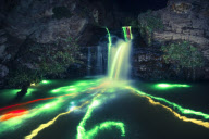 'Neon Luminance' glowstick waterfall photography, California, America - Apr 2013
