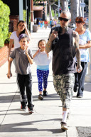 Travis Barker takes Landon and Alabama shopping in Beverly Hills