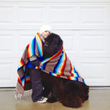 Mother photographs Julian Becker and Max the dog for his Naval officer father, Whidbey Island, Washington, America - Apr 2013