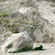 Mother photographs Julian Becker and Max the dog for his Naval officer father, Whidbey Island, Washington, America - Apr 2013